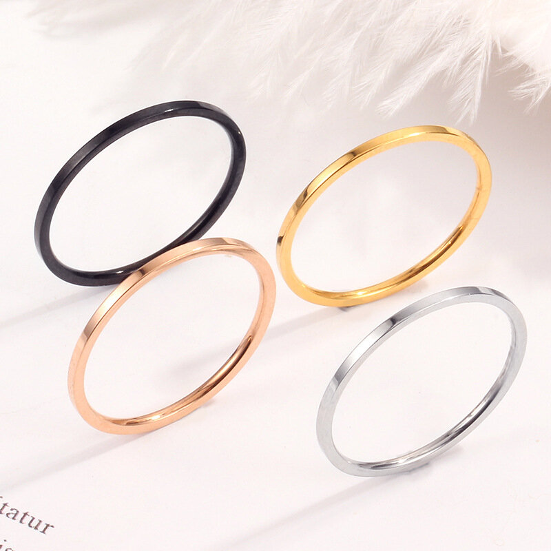 Nowe mody 1MM cienka prosta konstrukcja tytanu stali pani ogon pierścienie ze stali nierdzewnej stalowe pierścienie dla kobiet biżuteria hurtowych
