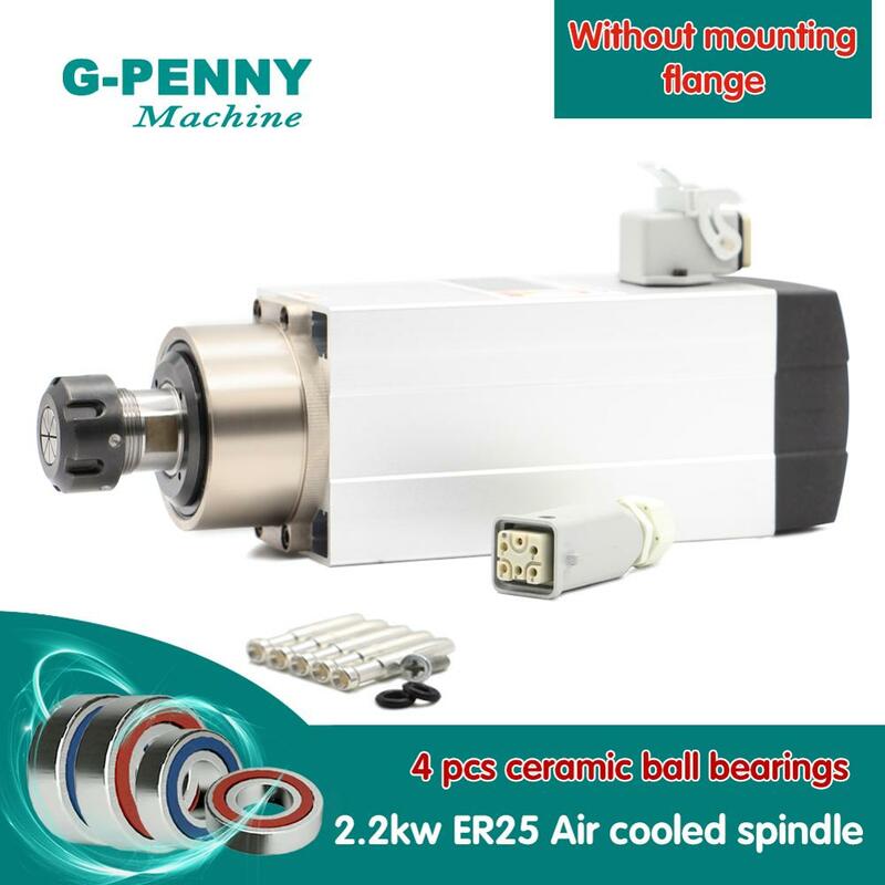 New Product!220V2.2KWER25 CNC Air Cooled Spindle Motor Air Cooling motor wood working 4pcs ceramic ball bearings 0.01mm accuracy