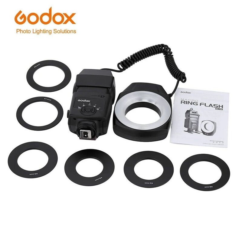 GODOX ML-150 มาโครแฟลช SPEEDLITE คู่มือหมายเลข 10 6 เลนส์อะแดปเตอร์แหวนสำหรับ Canon Nikon Pentax Olympus SONY กล้อง