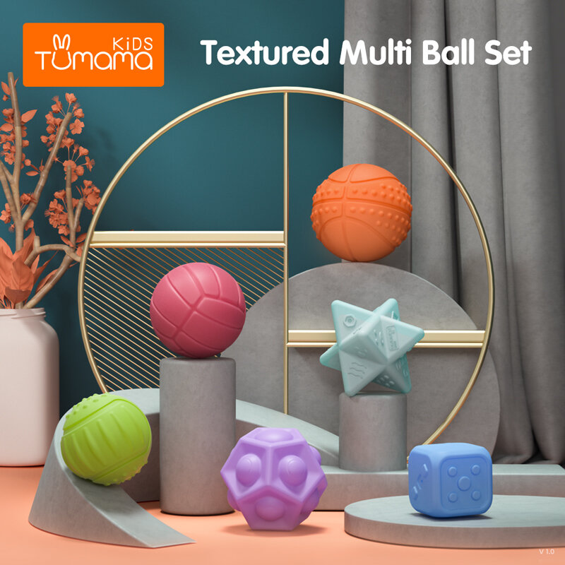 Tumama 6-12PCS ของเล่นเด็กยาง TOUCH Ball สัมผัสมือการฝึกอบรมนวดความรู้สึกสัมผัสของเล่น
