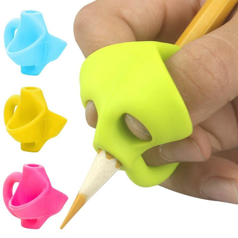 Porte-crayon en Silicone à 3 doigts, outil d'apprentissage et d'écriture pour enfants, papeterie d'aide à la prise, dispositif de Correction de la Posture, 3 pièces/ensemble