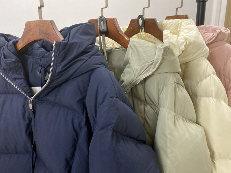 Mantel Kotak-kotak Wanita Bertudung Ritsleting Mode Longgar Sederhana Warna Solid Hangat Musim Gugur Musim Dingin Baru 2021 Jaket Lengan Panjang Wanita