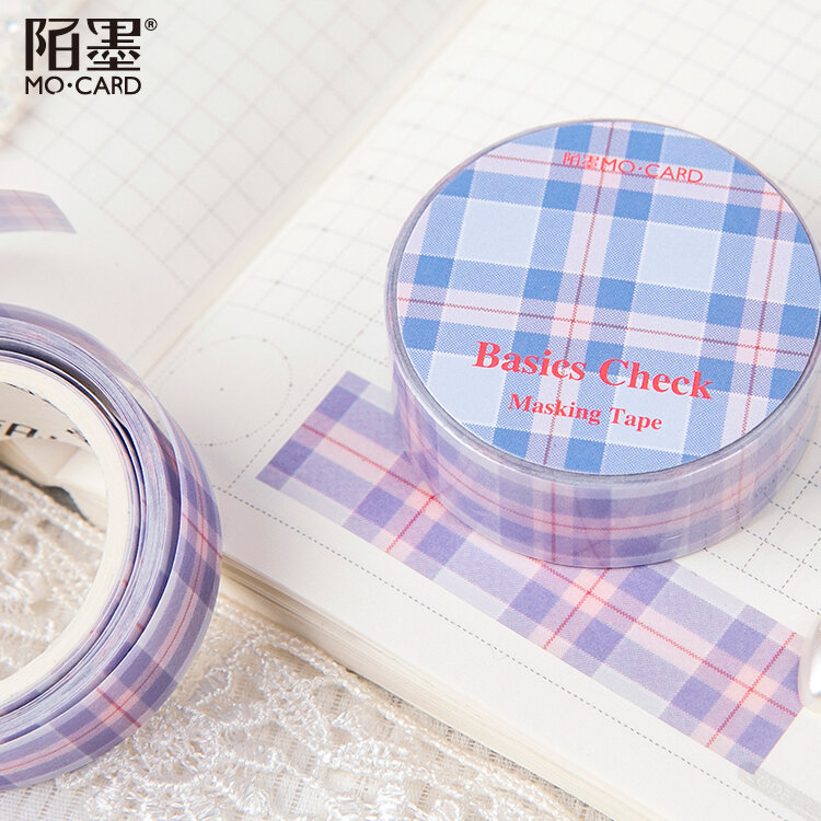 15Mm Pita Kertas Vintage Grid Jurnal Washi Tape Pita Perekat Diy Scrapbooking Stiker Label Masking Tape