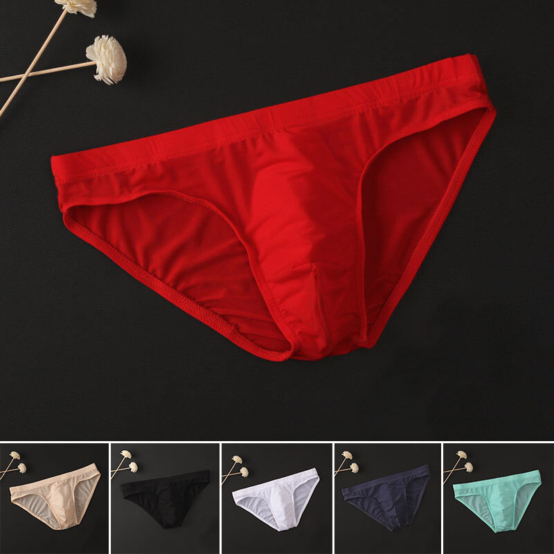 2021 Men's Sexy Underwear See Through Low Rise Briefs Breathable Comfortable Fashion Nylon Underpants