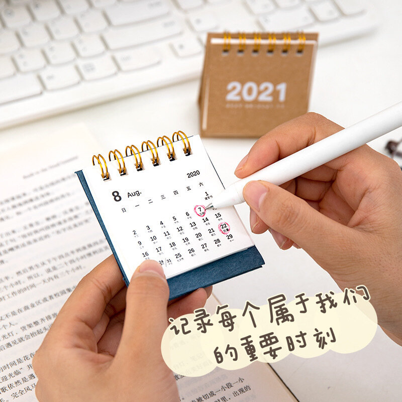 2021Office Creative Vertical Plan Simple Solid Color Desk Calendar Mini Portable Desktop Calendar Monthly Calendar Desk Calendar