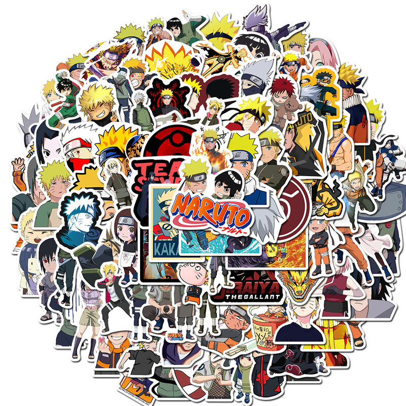 100 unids/lote etiqueta Japón Anime pegatinas de Naruto dibujos animados para Snowboard portátil equipaje nevera coche-estilo pegatinas vinilo