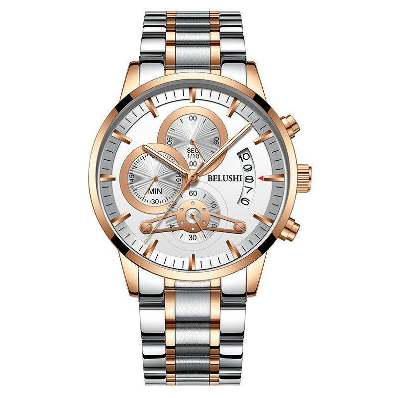 Beilshi relógio de pulso masculino de couro, novo relógio luxuoso com cronógrafo, à prova d'água, data automática, quartzo, esportivo, 2021