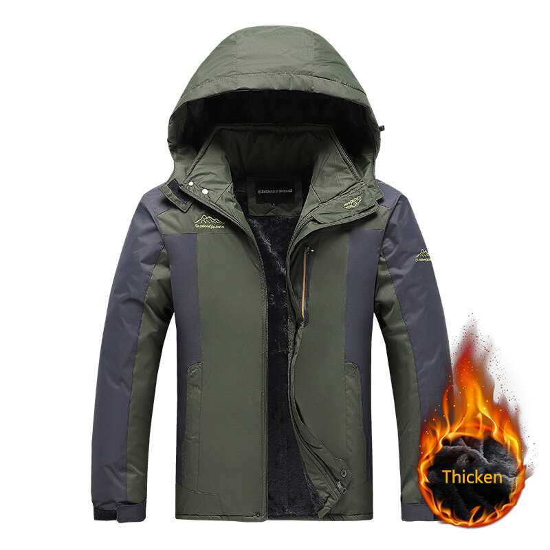 2021 męska kurtka Plus aksamitne pogrubienie odzież górska wiatroszczelna płaszcz na co dzień mężczyzna zima z kapturem na zewnątrz duży rozmiar 9XL
