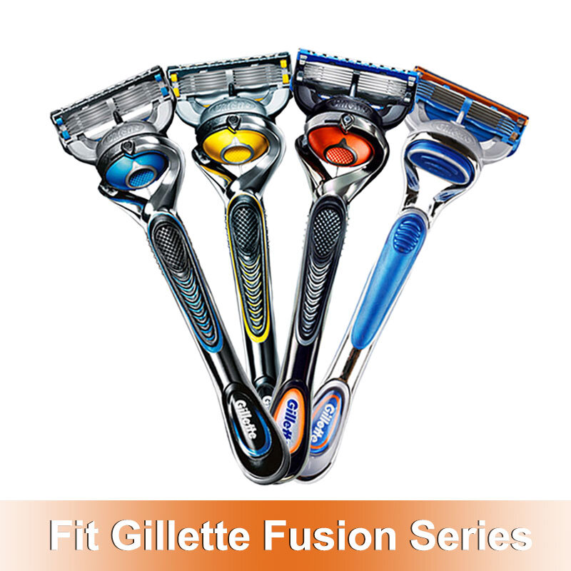Cuchillas de afeitar de acero inoxidable para hombre, 5 capas, reemplazables, compatible con Gillette Fusion 5 Proglide Proshield