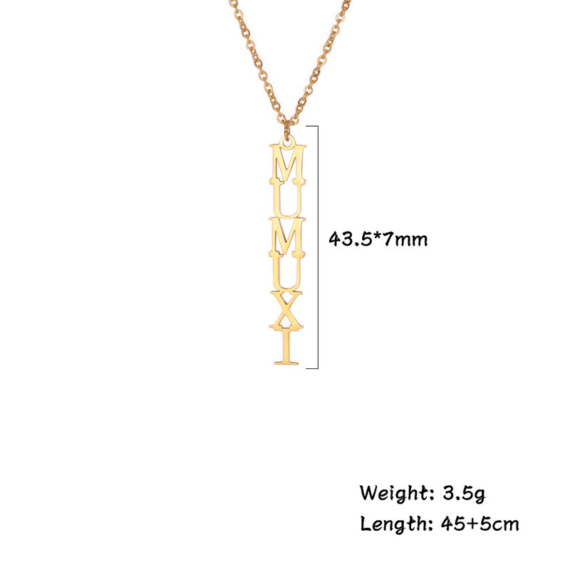 Sipuris Kalung Liontin Nama Vertikal Kustom Kalung Liontin Papan Nama Baja Tahan Karat untuk Hadiah Perhiasan Pribadi Pria Wanita