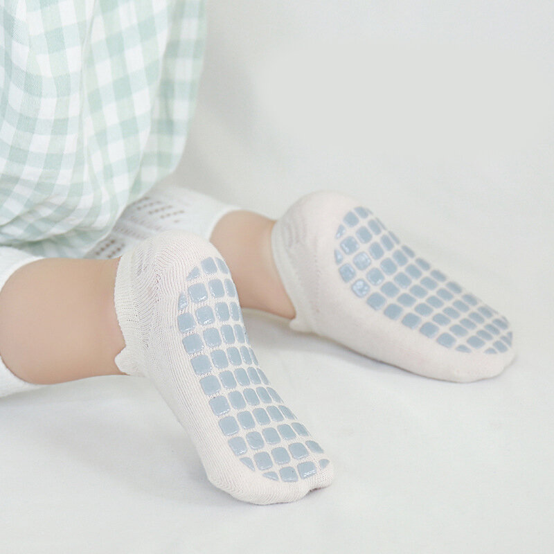 Meias unissex antiderrapantes de algodão, meias para bebês recém-nascidos com sola de borracha e estilo coreano