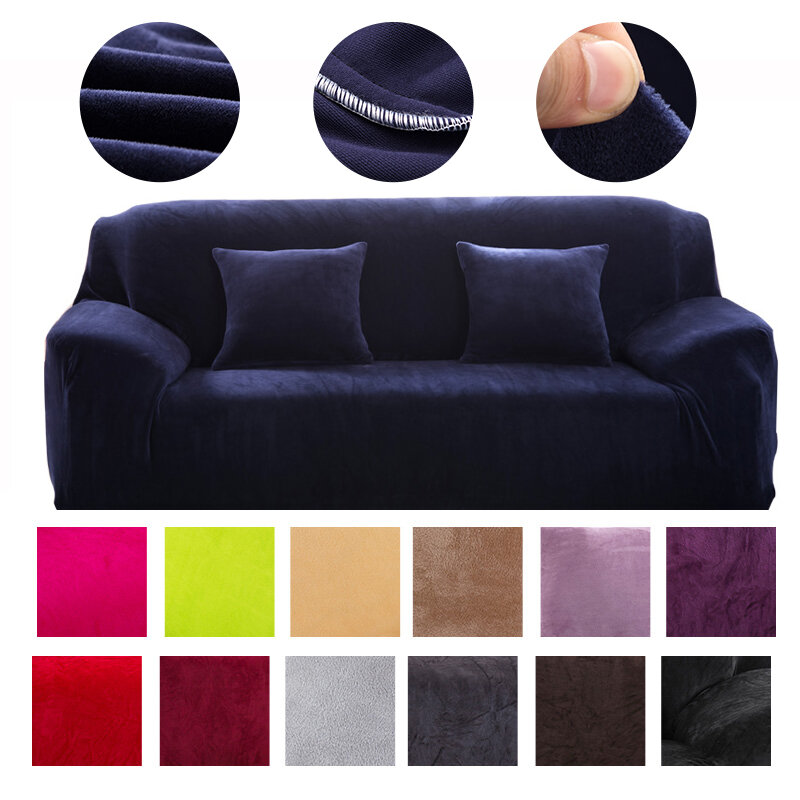 Housse extensible pour canapé et fauteuil 1/2/3/4 places, pour salon, style moderne, en peluche