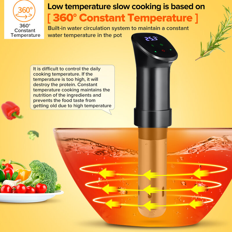 1600W Slow Cooker Powerfull Vacuum Slow Sous Vide Cooker Circulator dengan LCD Digital Timer Mesin Memasak Baja Tahan Karat