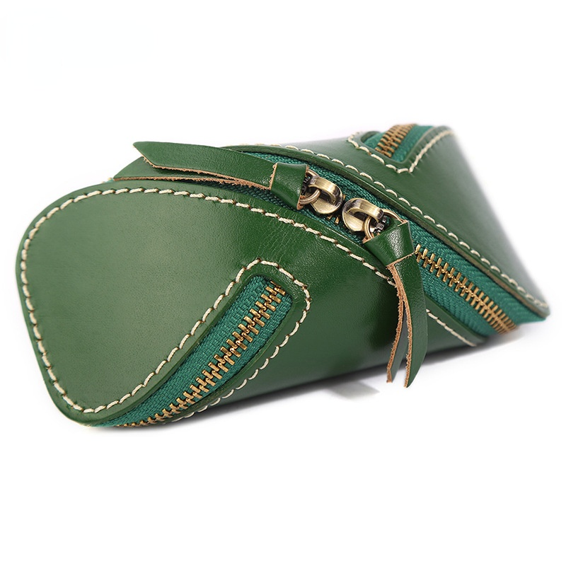 New Leather Key Bag Creative Vintage Vegetable Tanned Leather Zipper Key Card Bag Door Car Key Bag