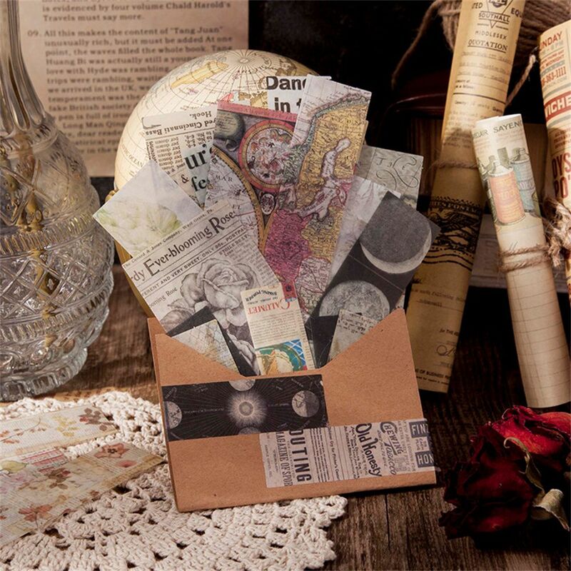 45 Pcs Vintage Years Traces Diary Deco Sticker Bag Retro Scrapbooking Planner Stickers Decoration Label Material Paper Pack