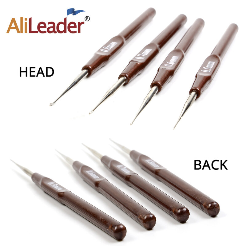 Alileader-nuevo gancho de ganchillo de aluminio, agujas de ventilación para fabricación de pelucas, aguja de tejido para extensión de cabello, 4 unids/lote