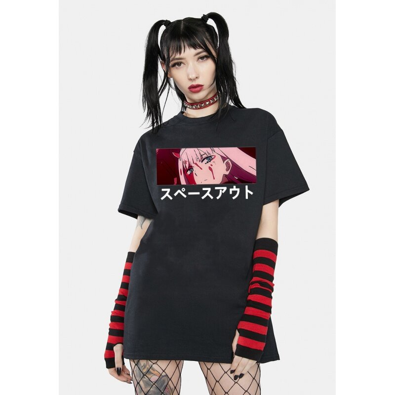 T-shirt Anime giapponese Harajuku T-shirt Unisex Manga Unisex Streetwear T-shirt oversize manica corta Casual donna
