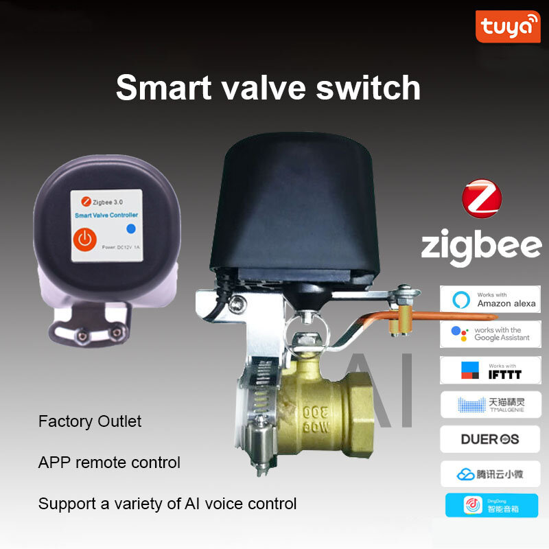 Tuya Zigbee-Interruptor de válvula de agua/Gas, controlador inalámbrico, tubería wifi, robot, control por voz, compatible con Alexa