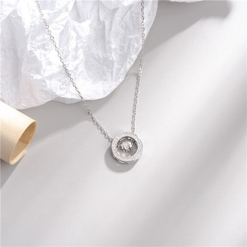 Sodrov 925 Sterling Silver Necklace Pendant For Women Korean Style Round Necklace Creativity Silver 925 Jewelry Silver Necklace
