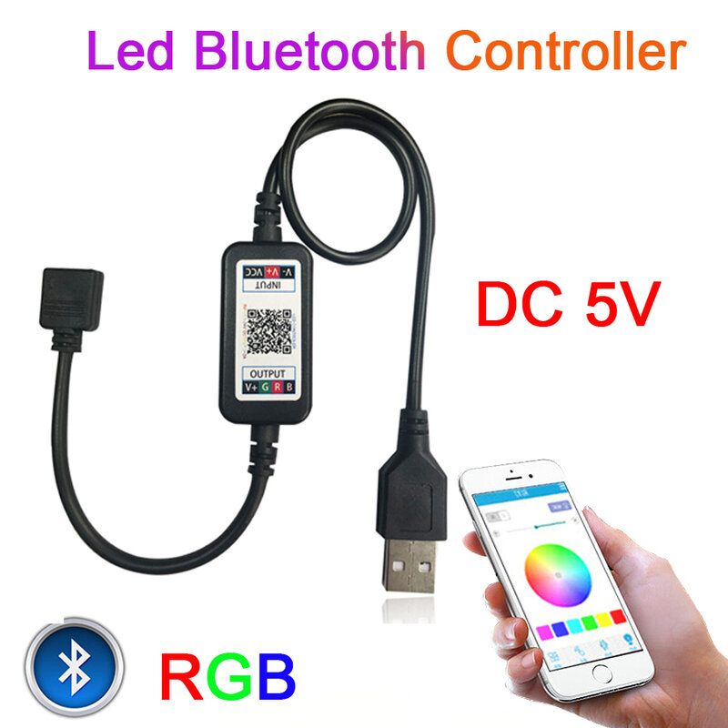 وحدة تحكم صغيرة مع Bluetooth RGB ، وحدة تحكم موسيقى USB 5 فولت ، وحدة تحكم Led Rgb 5 فولت لشريط إضاءة LED 5630 5050 3528 2835