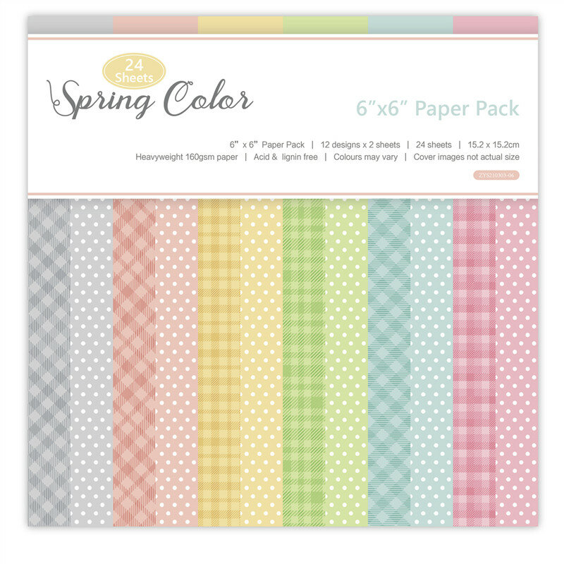 24 sheets 6"X6"Spring colors pink Pattern Creative Scrapbooking paper pack handmade craft paper craft Background pad