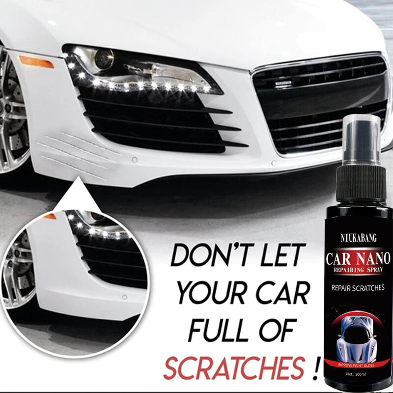 Dissolvant de rayures de voiture, Spray de réparation de rayures de voiture Nano Spray à main dissolvant de rayures profondes voiture facilement et instantanément réparer les rayures automobiles