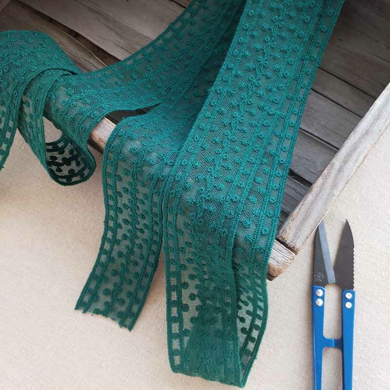 Tissu de dentelle verte brodée de 1M, ruban de dentelle de 4cm, bricolage rideau de couture Guipure fournitures artisanales ncajes para costura dentelle K40
