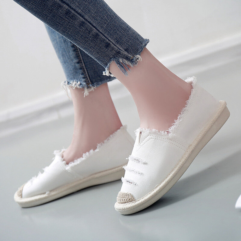 Summer Breathable Women's Canvas Shoes Fashion Slip On Lazy Ladies Loafers Flats Shoes Women New Casual Women's Shoes