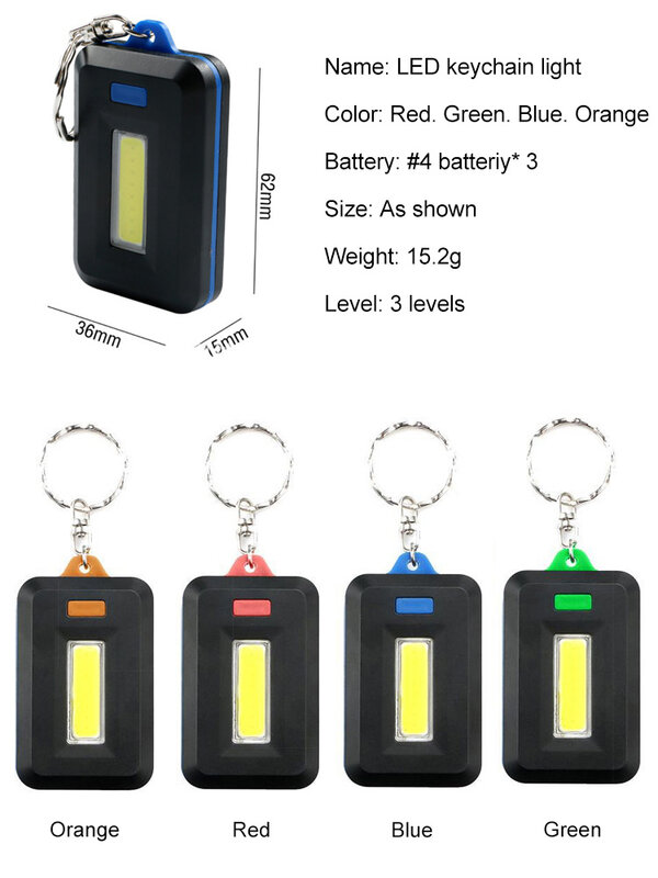 휴대용 미니 Cob Led 키 체인 손전등 키 체인 캠핑 하이킹 낚시 keylight에 대 한 carabiner와 토치 라이트 램프