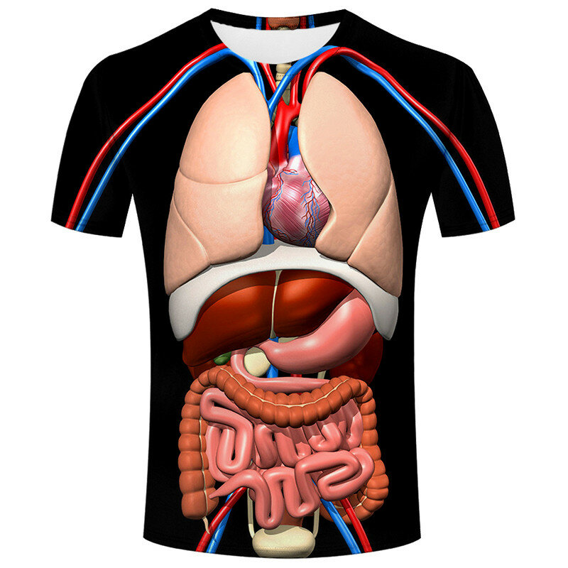 3D Print Cosplay Male Skeleton Internal Organs Tshirt Harajuku Human Body T-shirt Men Women Fashion T shirt Summer Short Sleeve