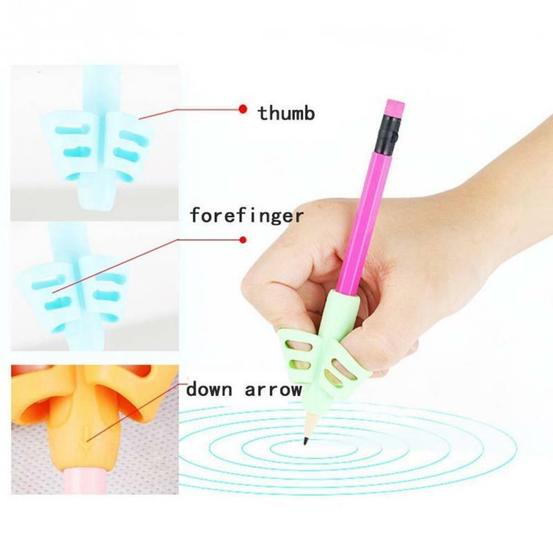 Soporte de lápiz para escribir para niños, pluma de aprendizaje práctica de silicona, agarre, dispositivo para corregir postura, 3 uds.