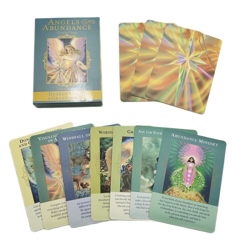 Cartas de oráculo de ángeles de la riqueza, versión en inglés, baraja de cartas del Tarot, juego de adivinación del destino, juego de mesa para fiesta familiar