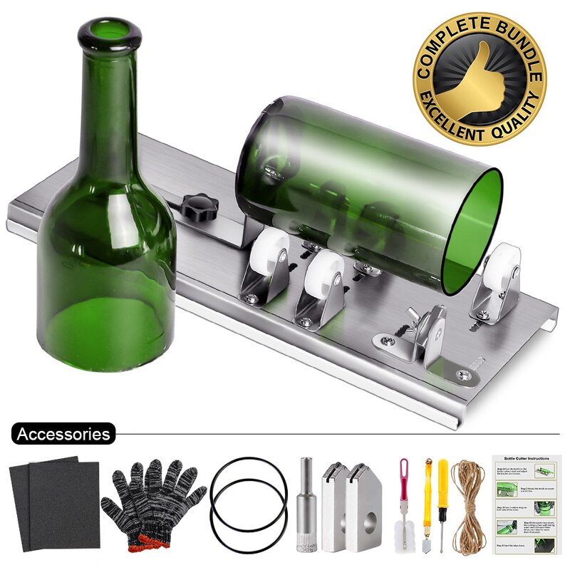 2021 New Glass Bottle Cutter Kit, Bottle Cutter DIY Machine with Size Marking for Cutting Wine Beer Liquor Whiskey Alcohol Champ