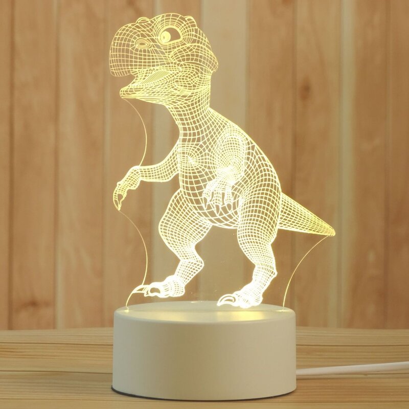 Lámpara de noche 3D creativa, luz nocturna de escritorio acrílica para niños y niñas, regalo de vacaciones, decorativa, mesita de noche para dormitorio