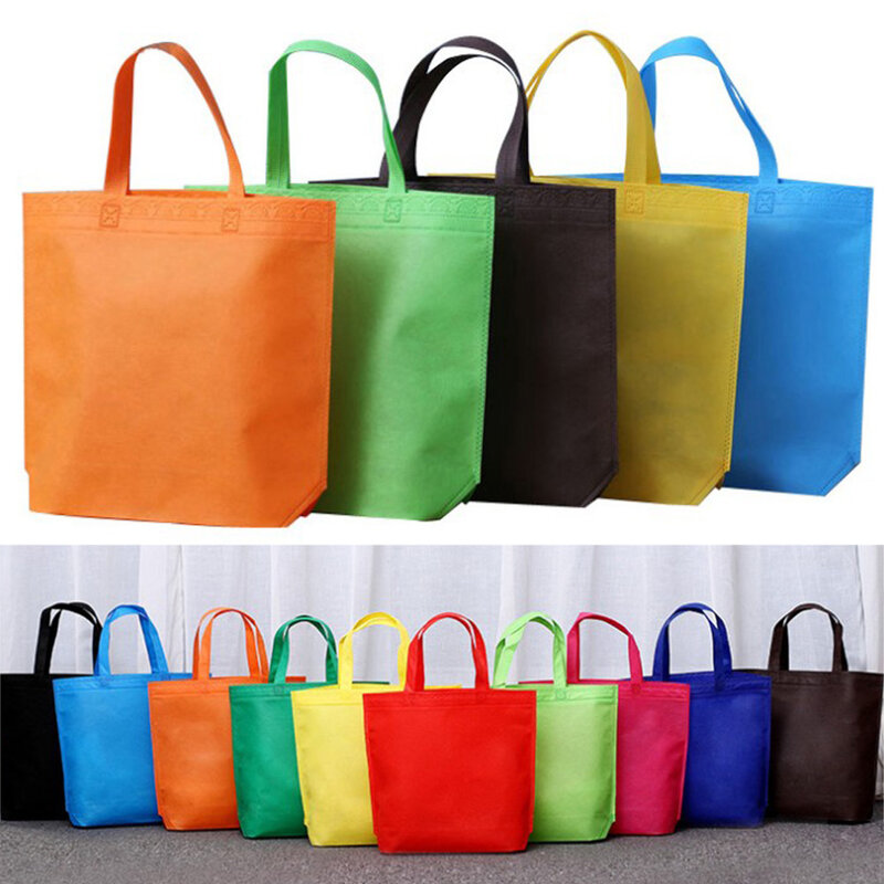 Reusable Shopping Bag Storage Eco Bag Solid Color Tote Women Takeaway Bags Non-woven Fabric Folding Bags Environmental Tote