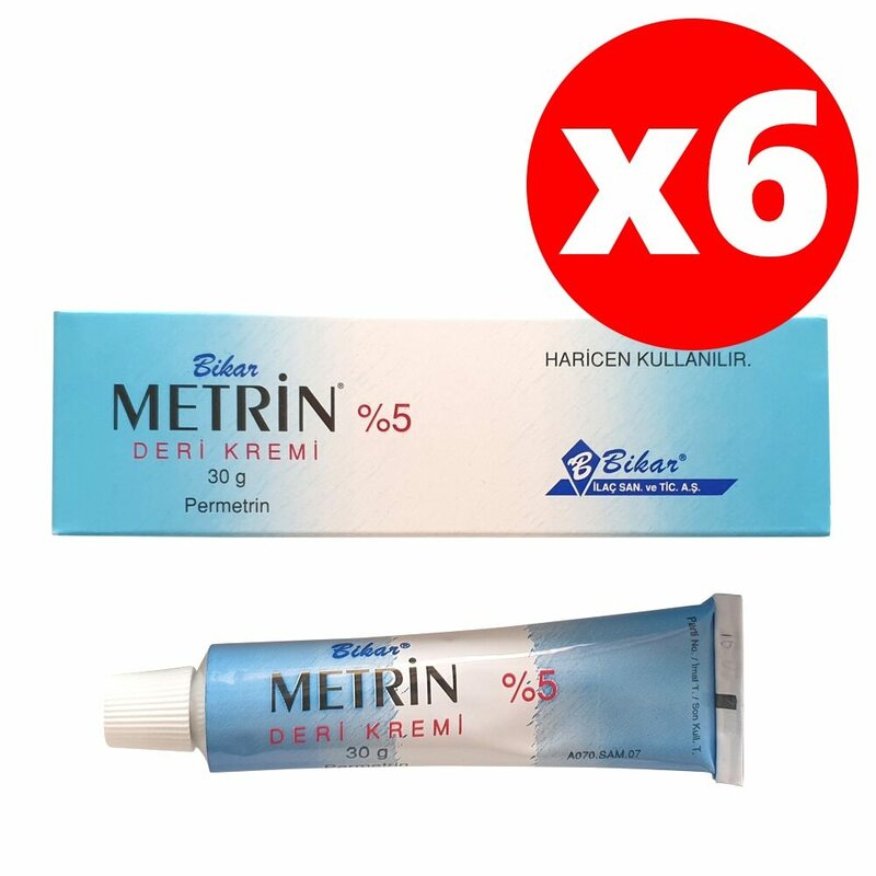 Metrin skin cream Permethrin 5% 30 G processing interference neden is mange and Pubis bit, itch on (6 pack)