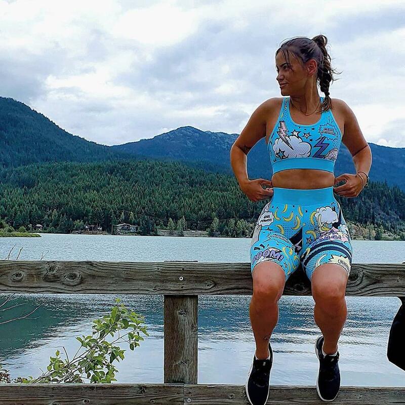 Kobiety drukuj Cartoon stroje do jogi bieganie odzież sportowa wysoka talia kolano długość spodnie do fitnessu zestaw sportowy dres na siłownię stroje treningowe
