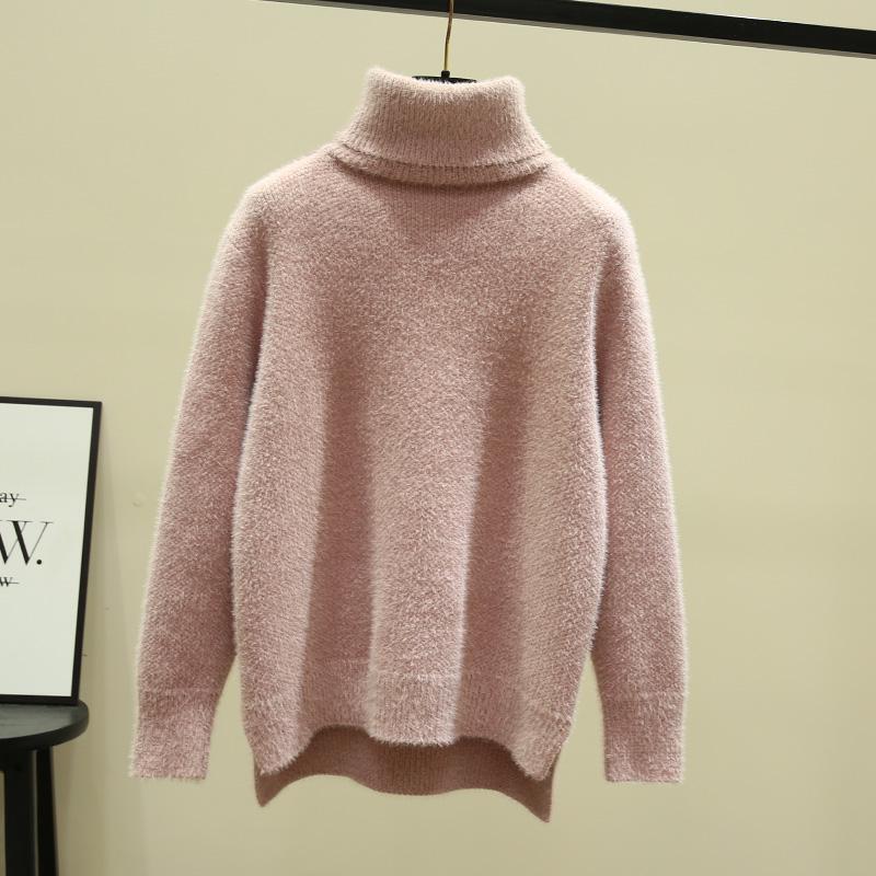 Autumn Winter Sweater Women Knitted Fashion Loose Casual Thick Sweaters Solid Color Long Sleeve Plus Size Warm Ladies Pullover