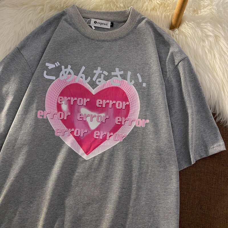 Styl japoński drukowany obraz kobiet T-shirt Streetwear piękne Retro ładne Vestidos słodkie Pop Harajuku hipsterskie koszulki dla kobiet