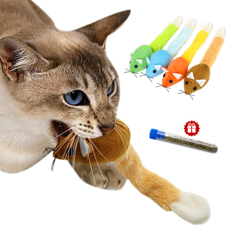 Długi miękki pluszowy kot zabawki myszy Rustle z kocimiętką mała mysz aktywność interaktywna zabawka myszy grzechotki zabawki dla kotków zwierząt domowych dostaw