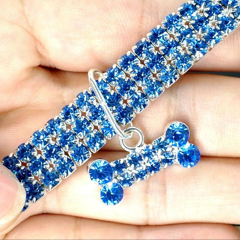 1PCS 3 Reihen von Strass Stretch Linie Pet Halsketten Hund Katze Halsketten Kristall Halsbänder Hund Zubehör Pet Liefert para perros