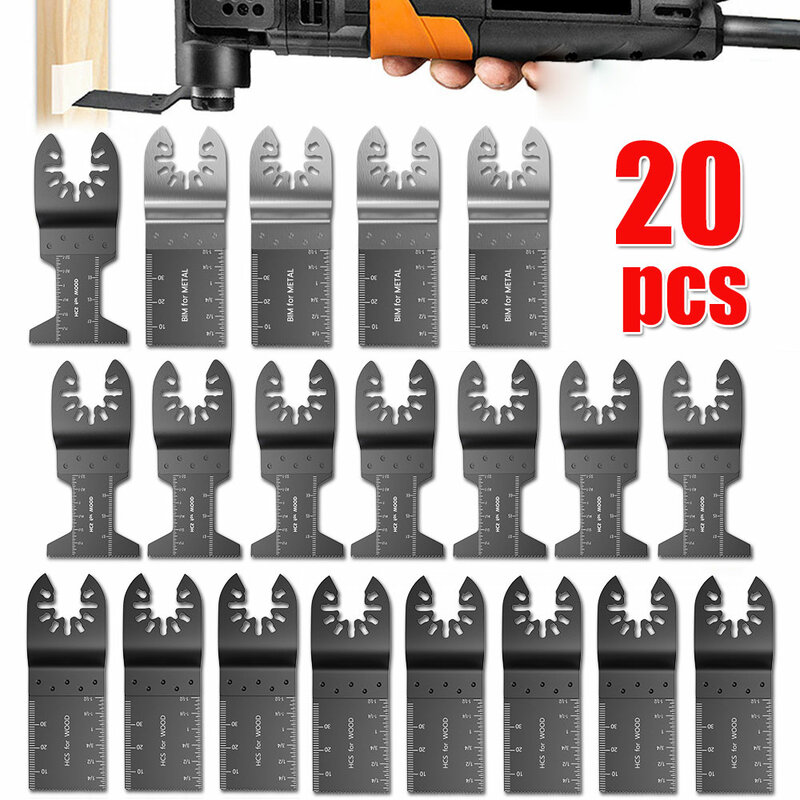 Lâminas de serra multiferramenta para fein, kit de corte de madeira multifunção de oscilação, 20 peças