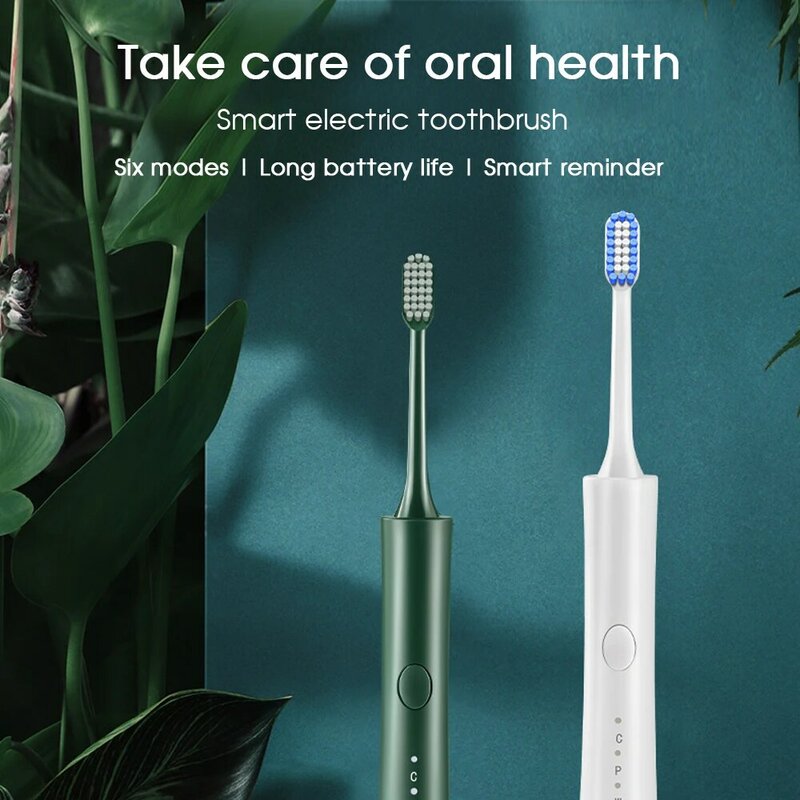[Boi] recarregável à prova dwaterproof água suave clareamento adulto inteligente sonic escova de dentes elétrica com função substituição cabeça da escova