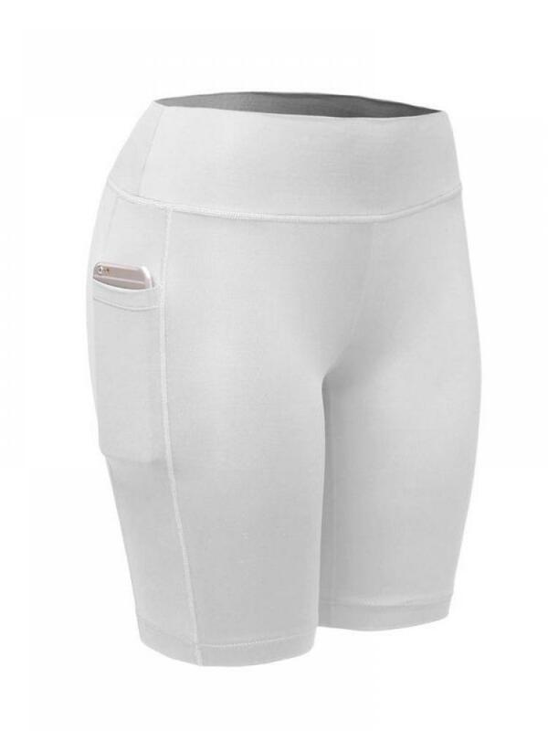 Pantalones cortos de Yoga para hombre y mujer, de cintura alta, con bolsillos diagonales, para correr, entrenamiento, de secado rápido, elásticos y ajustados