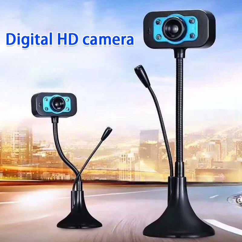 Webcam LED USB HD Kamera Web Built-In Mikrofon Layar Lebar Panggilan Video dan Rekaman Desktop Web Cam Malam Visi kamera