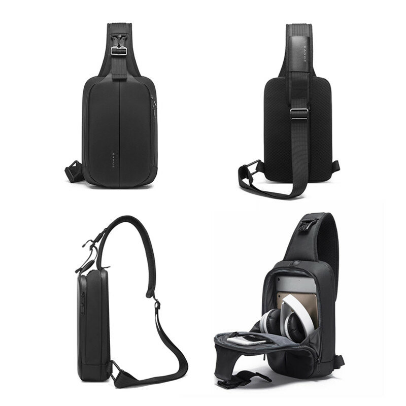 BANGE – sac à bandoulière pour hommes, sac de Sport de plein air, sac de poitrine de grande capacité, imperméable, pochette unique pour écouteurs