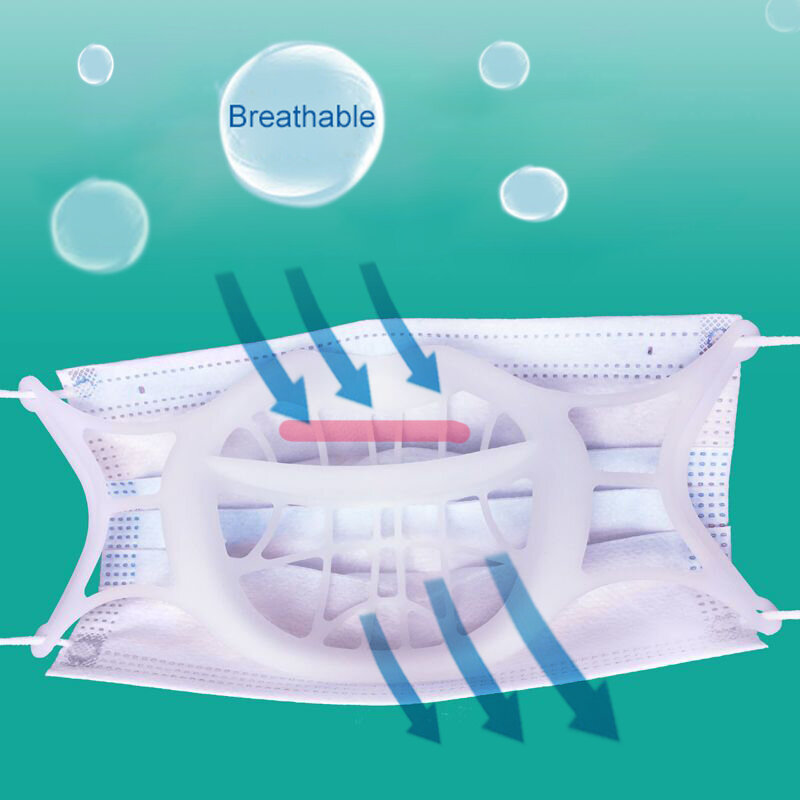 Soporte de silicona 3D para mascarilla para adultos, soporte de respiración para la boca, cojín interior, válvula transpirable
