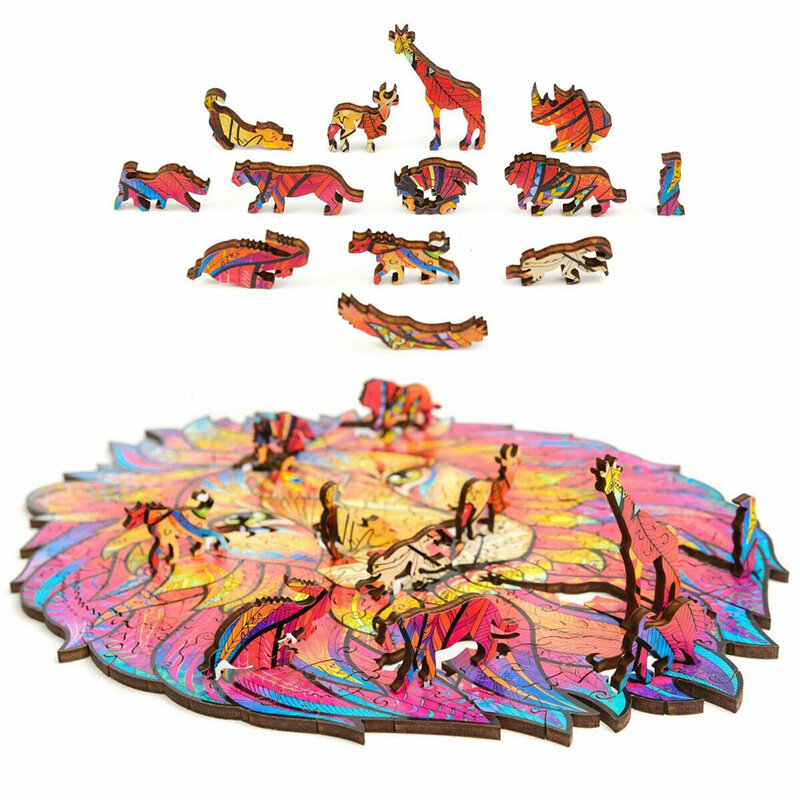 DIY drewniane Puzzle dla dorosłych dzieci każdy kawałek jest w kształcie zwierząt prezent na boże narodzenie drewniane Puzzle Jigsaw dla Dropshipping