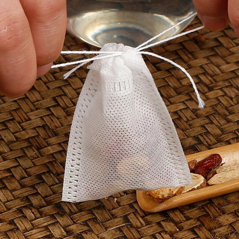 Sacos de chá 100 pçs/lote vazio scented drawstring pouch saco selo filtro cozinhar erva spice solto bolsas de café ferramentas