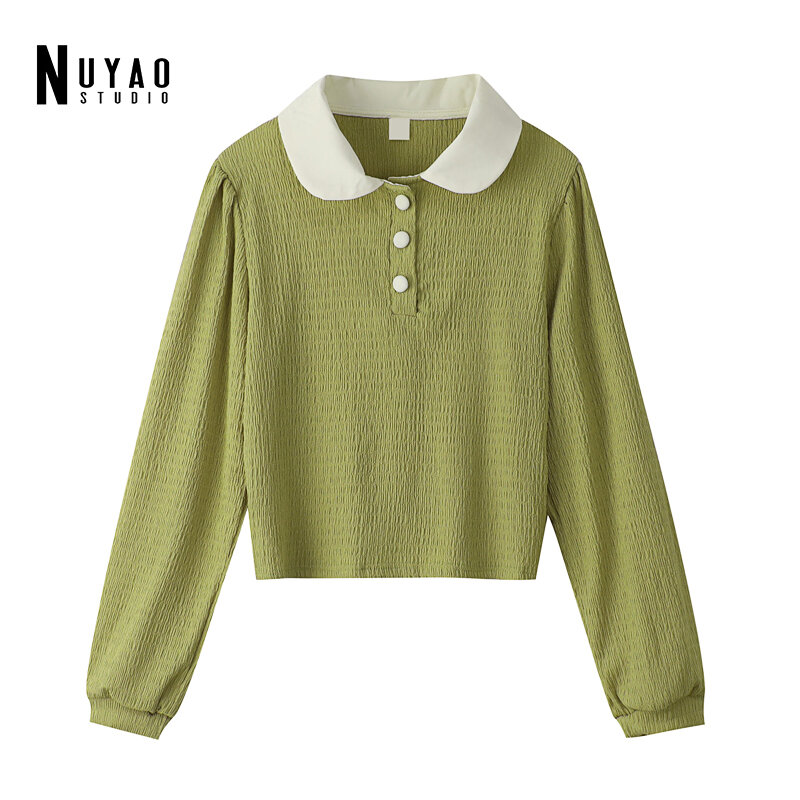 Autumn Korean Style Women Sweater Polo Neck Simple Lapel Soft Vintage Slim Fit Autumn Winter Casual Long Sleeve Jumper Knitwear
